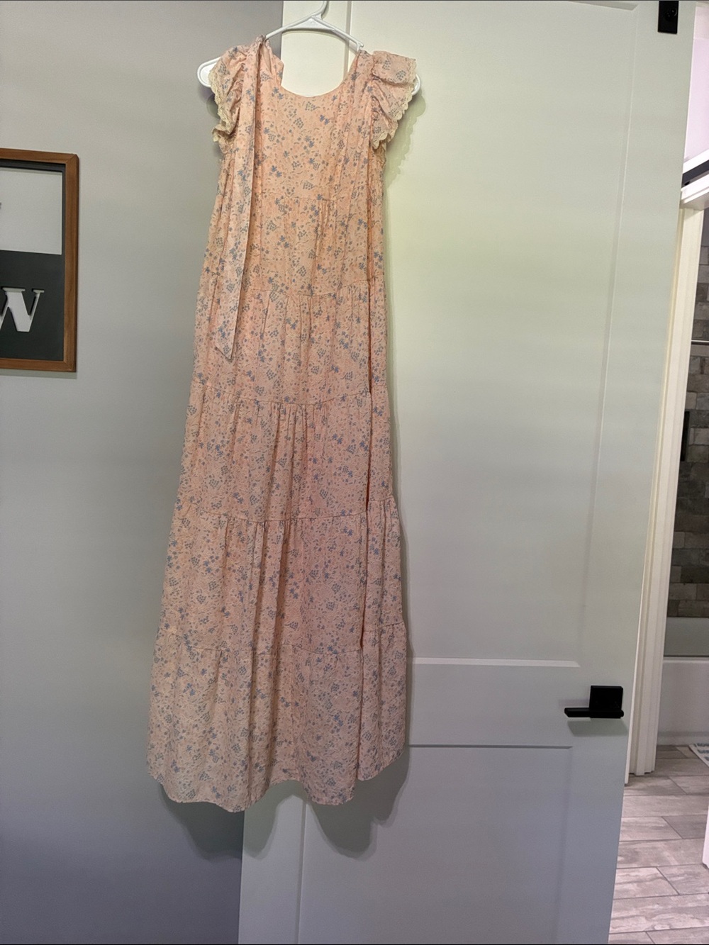 Free the Roses Peach Floral Tiered Maxi Dress with Ruffle Cap Sleeves